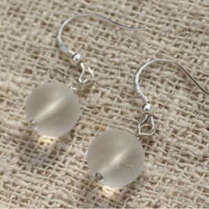 925 Silver Earrings - Matte Quartz Crystal 10mm